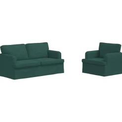 vidaXL Sofa Sæt 2 pcs Mørkegrøn 162 x 80 x 85 cm Stof
