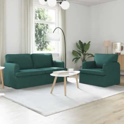 vidaXL Sofa Sæt 2 pcs Mørkegrøn 162 x 80 x 85 cm Stof