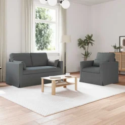 vidaXL Sofa Sæt 2 pcs Mørkegrå 139 x 78 x 80 cm Stof