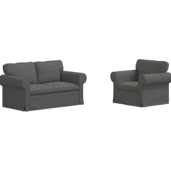 vidaXL Sofa Sæt 2 pcs Mørkegrå 155 x 82 x 80 cm Stof