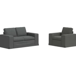 vidaXL Sofa Sæt 2 pcs Mørkegrå 162 x 80 x 82 cm Stof