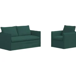 vidaXL Sofa Sæt 2 pcs Mørkegrøn 156 x 82 x 85 cm Stof