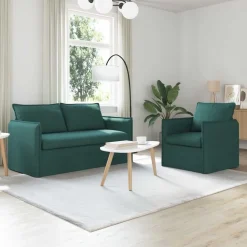 vidaXL Sofa Sæt 2 pcs Mørkegrøn 156 x 82 x 85 cm Stof