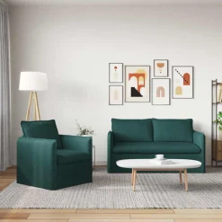 vidaXL Sofa Sæt 2 pcs Mørkegrøn 156 x 82 x 85 cm Stof