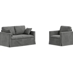 vidaXL Sofa Sæt 2 pcs Mørkegrå 138 x 78 x 80 cm Fløjl