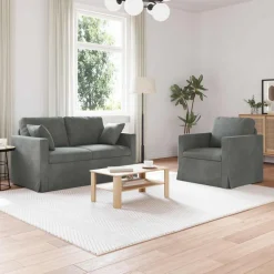 vidaXL Sofa Sæt 2 pcs Mørkegrå 138 x 78 x 80 cm Fløjl