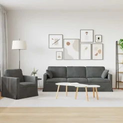 vidaXL Sofa Sæt 2 pcs Mørkegrå 228 x 78 x 80 cm Fløjl