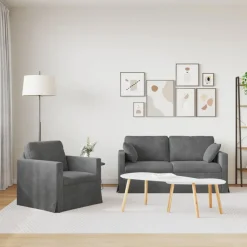 vidaXL Sofa Sæt 2 pcs Mørkegrå 158 x 78 x 80 cm Fløjl