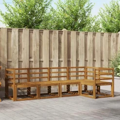 vidaXL Sofa Sæt 5 pcs Naturlig og Beige Soli Akacietræ og polyester