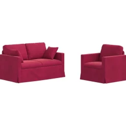 vidaXL Sofa Sæt 2 pcs Vinrød 138 x 78 x 80 cm Fløjl