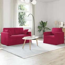 vidaXL Sofa Sæt 2 pcs Vinrød 138 x 78 x 80 cm Fløjl
