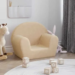 vidaXL sofa til børn blødt plys cremefarvet