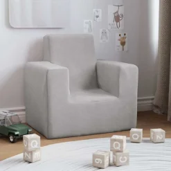 vidaXL sofa til børn blødt plys lysegrå