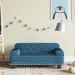 vidaXL sofa til børn 70x45x30 cm fløjl blå