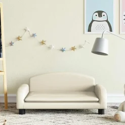 vidaXL sofa til børn 70x45x30 cm kunstlæder cremefarvet