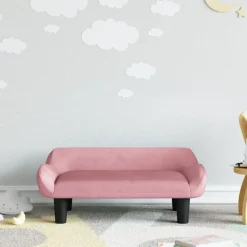 vidaXL sofa til børn 70x40x24 cm velour lyserød