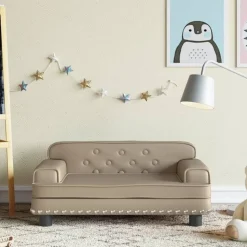 vidaXL sofa til børn 70x45x30 cm kunstlæder cappuccinofarvet