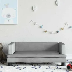 vidaXL sofa til børn 80x45x30 cm velour lysegrå
