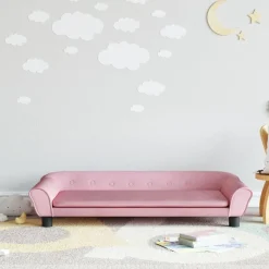vidaXL sofa til børn 100x50x26 cm velour lyserød