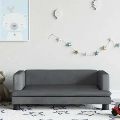 vidaXL sofa til børn 80x45x30 cm velour mørkegrå