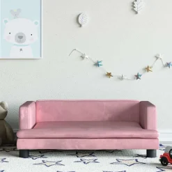 vidaXL sofa til børn 80x45x30 cm velour lyserød