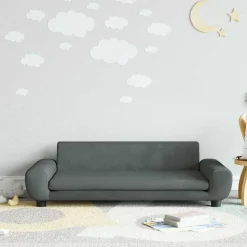 vidaXL sofa til børn 100x54x33 cm velour mørkegrå