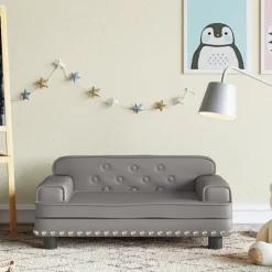 vidaXL sofa til børn 70x45x30 cm kunstlæder grå