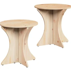 vidaXL Sofabord 2 pcs Naturfarvet Massivt fyrretræ