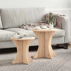 vidaXL Sofabord 2 pcs Naturfarvet Massivt fyrretræ