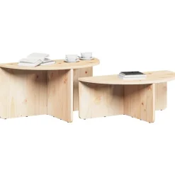 vidaXL Sofabord 2 pcs Naturfarvet Massivt fyrretræ