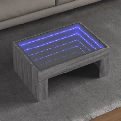 vidaXL sofabord med Infinity LED-lys 70x50x30 cm grå sonoma-eg