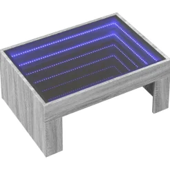 vidaXL sofabord med Infinity LED-lys 70x50x30 cm grå sonoma-eg