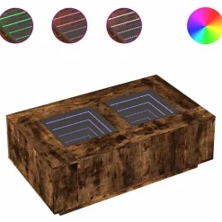 vidaXL sofabord med Infinity LED-lys 116x69x40 cm røget egetræsfarve
