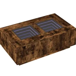 vidaXL sofabord med Infinity LED-lys 116x69x40 cm røget egetræsfarve