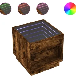 vidaXL sofabord med Infinity LED-lys 50x50x50 cm røget egetræsfarve