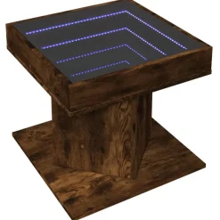 vidaXL sofabord med LED-lys 50x50x45 cm konstrueret træ røget eg