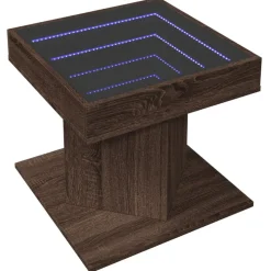 vidaXL sofabord med LED-lys 50x50x45 cm konstrueret træ brunt eg
