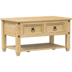 vidaXL sofabord med skuffer Corona 85x50x45 cm massivt fyrretræ