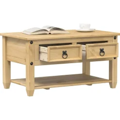 vidaXL sofabord med skuffer Corona 85x50x45 cm massivt fyrretræ