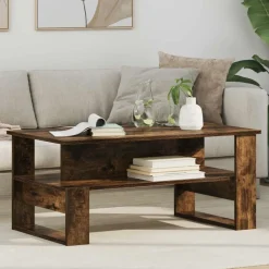 vidaXL Sofabord Røget eg 90 x 50 x 40 cm Konstrueret træ