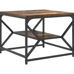 vidaXL Sofabord Røget eg 51 x 50 x 40 cm Ingeniørtræ og stål
