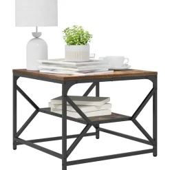 vidaXL Sofabord Røget eg 51 x 50 x 40 cm Ingeniørtræ og stål