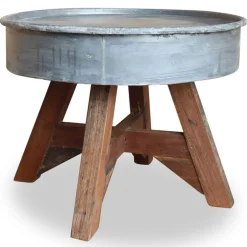 vidaXL sofabord 60x45 cm blandet genbrugstræ sølvfarvet