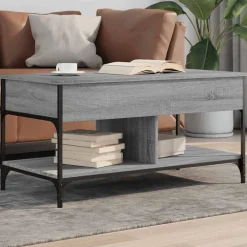 vidaXL sofabord 100x50x50 cm konstrueret træ og metal grå sonoma-eg