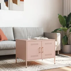 vidaXL sofabord 68x50x50,5 cm stål lyserød