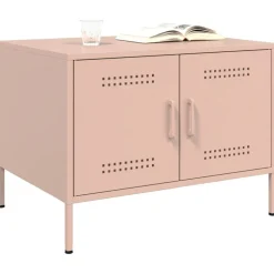 vidaXL sofabord 68x50x50,5 cm stål lyserød