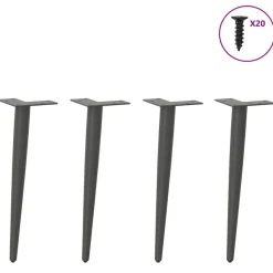vidaXL sofabordben konisk form 4 stk. antracit 30-31 cm stål