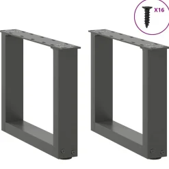vidaXL sofabordsben U-formet 2 stk. antracit 30x(30-31) cm stål
