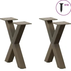 vidaXL sofabordsben X-formet 2 stk. naturstål 30x(30-31) cm stål
