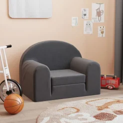 vidaXL sofaseng til børn blødt plys antracitgrå
